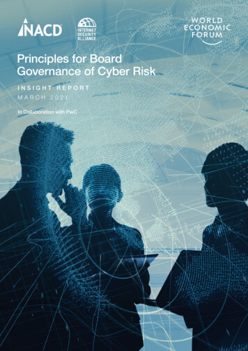 Principles For Board Governance Of Cyber Risk - World Economic Forum
