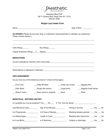 Weight Loss Intake Form - Aesthetic Solutions NY