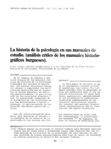 La Historia De Estudio, (análisis Crítico De Los Manuales Gráficos .