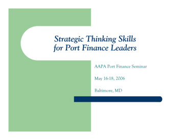 Strategic Thinking Skills For Port Finance Leaders - AAPA Port S