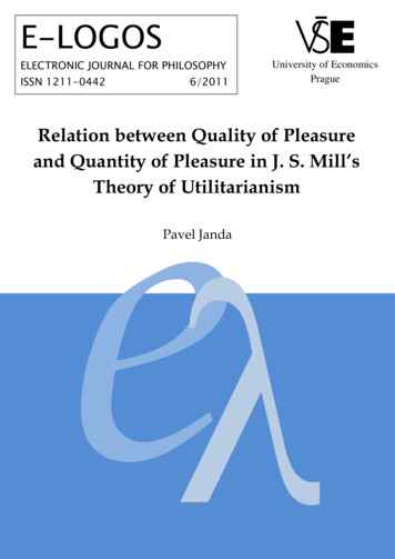 Relation Between Quality Of Pleasure And Quantity Of Pleasure In J. S .