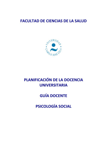 Planificación De La Docencia Universitaria Guía Docente Psicología Social