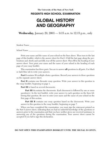GLOBAL HISTORY AND GEOGRAPHY - Nysedregents 