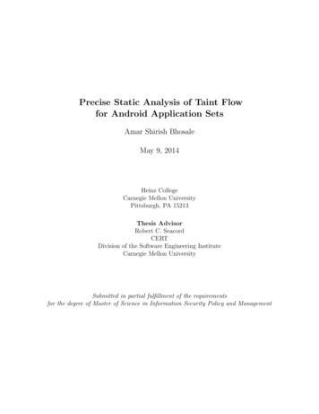 Precise Static Analysis Of Taint Flow For Android Application Sets