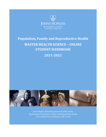 Population, Family And Reproductive Health MASTER HEALTH SCIENCE .