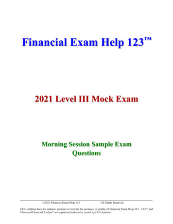 2021 Level III Mock Exam - Financialexamhelp123 