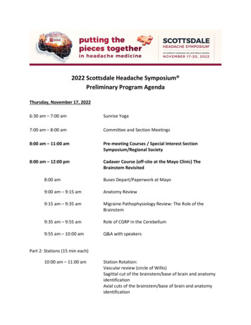 2022 Scottsdale Headache Symposium Preliminary Program Agenda