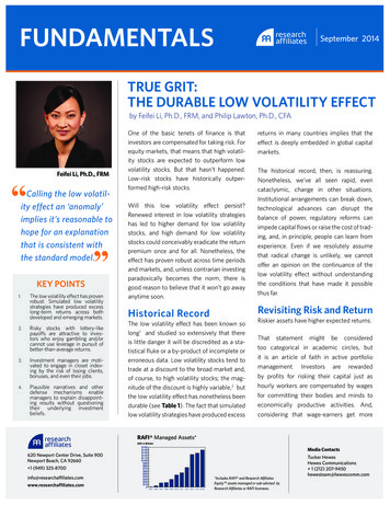 True Grit The Durable Low Volatility Effect Pdf - Research Affiliates