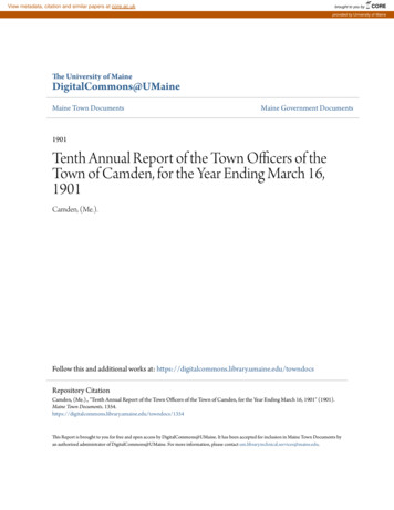 Tenth Annual Report Of The Town Officers Of The Town Of Camden . - CORE