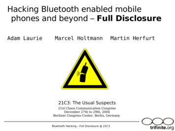 Hacking Bluetooth Enabled Mobile Phones And Beyond - Trifinite