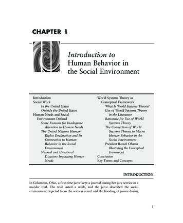 Introduction To Human Behavior In The Social Environment