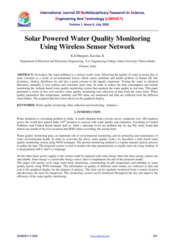 Solar Powered Water Quality Monitoring Using Wireless Sensor Network