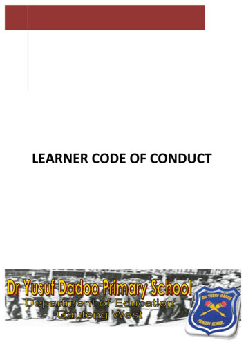 LEARNER CODE OF CONDUCT - Dr Yusuf Dadoo Primary School