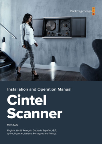 Installation And Operation Manual Cintel Scanner - B&H Photo