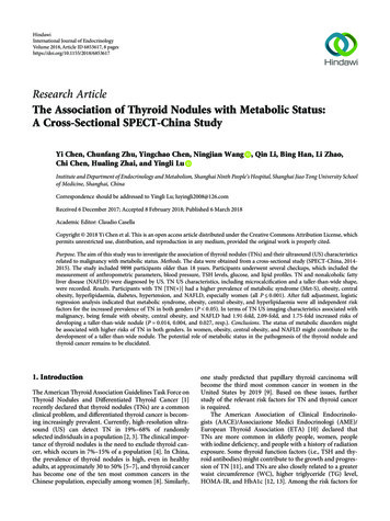 The Association Of Thyroid Nodules With Metabolic Status: A Cross .
