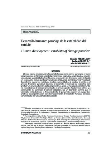 Desarrollo Humano: Paradoja De La Estabilidad Del Cambio - Copmadrid 