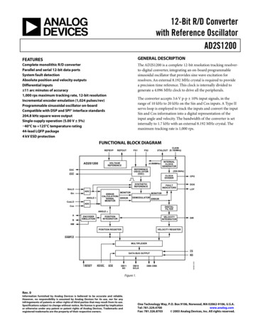 AD2S1200 12-Bit R/D Converter With Reference Oscillator Data Sheet (REV. 0)