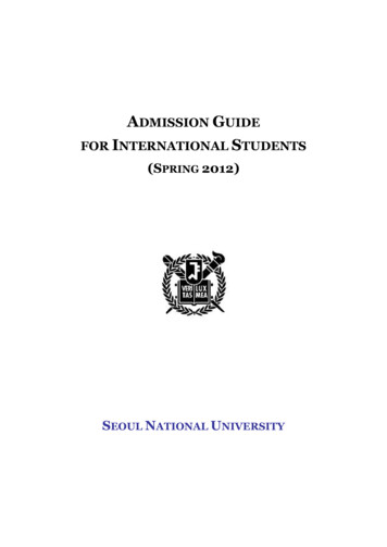  Admission Guide For International Students, Spring 2012