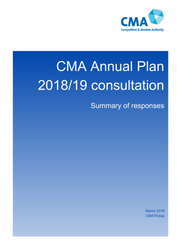 CMA Annual Plan 2018/19 Consultation