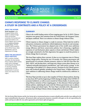China'S Response To Climate Change: A Study In Contrasts And A Policy .