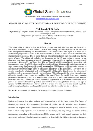 Atmospheric Monitoring System - A Review Of Current Standing