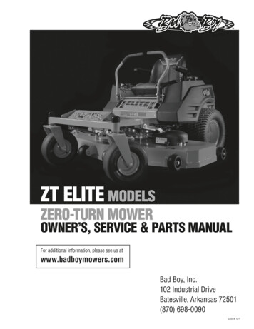 Zt Elite Models Zero-turn Mower Owner'S, Service & Parts Manual