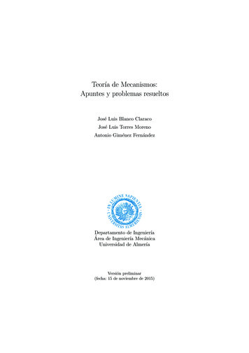 Teor A De Mecanismos: Apuntes Y Problemas Resueltos - UAL