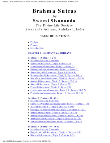 Chapter I Of The Brahma Sutras By Swami Sivananda, The Divine Life .