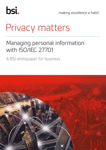 Managing Personal Information With ISO/IEC 27701 - BSI Group