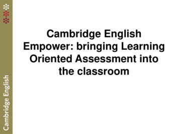 Cambridge English Empower: Bringing Learning Oriented Assessment Into .