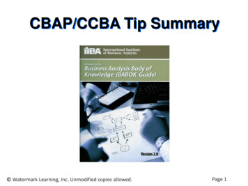 CBAP/CCBA Tip Summary - Watermark Learning