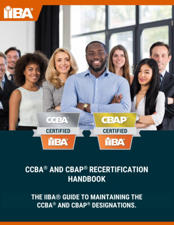 CCBA AND CBAP RECERTIFICATION HANDBOOK - International Institute Of .