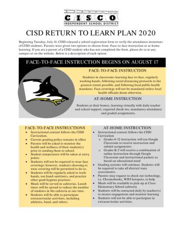 CISCO ISD RETURN TO LEARN PLAN 2020 - Gabbart