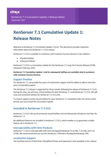 Citrix XenServer 7.1 Cumulative Update 1 Release Notes
