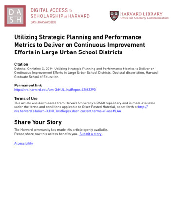 Utilizing Strategic Planning And Performance . - Harvard University
