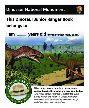 Dinosaur National Monument This Dinosaur Junior Ranger Book Belongs To .