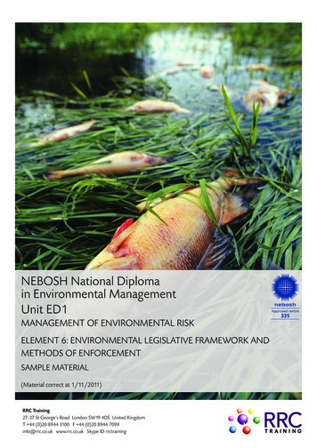 NEBOSH National Diploma In Environmental Management Unit ED1 - VIVID