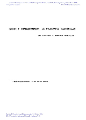 TRANSFORMACION DE SOCIEDADES MERCANTILES Lic. Francisco D . - UNAM