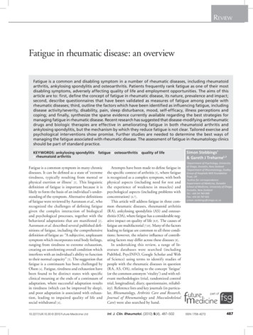 Fatigue In Rheumatic Disease: An Overview - Open Access Journals