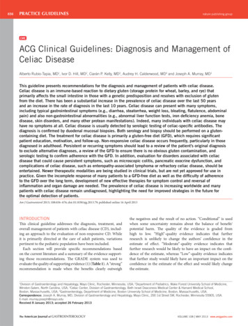 CME ACG Clinical Guidelines: Diagnosis And Management Of Celiac Disease
