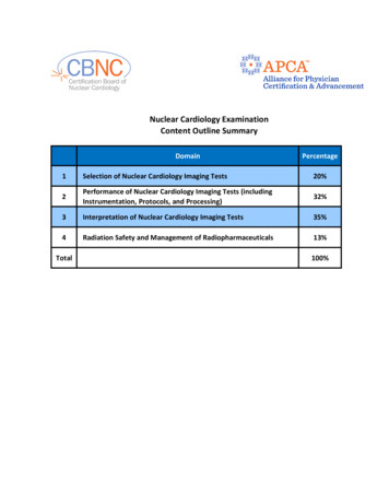 Nuclear Cardiology Examination Content Outline - CCCVI