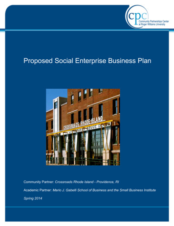 Proposed Social Enterprise Business Plan - Roger Williams University