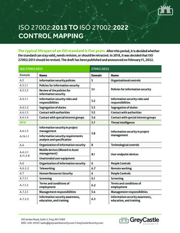 ISO 27002:2013 TO ISO 27002:2022 CONTROL MAPPING - GreyCastle Security