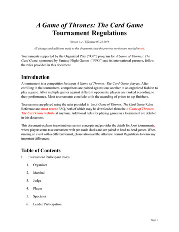 A Game Of Thrones: The Card Game Tournament Regulations