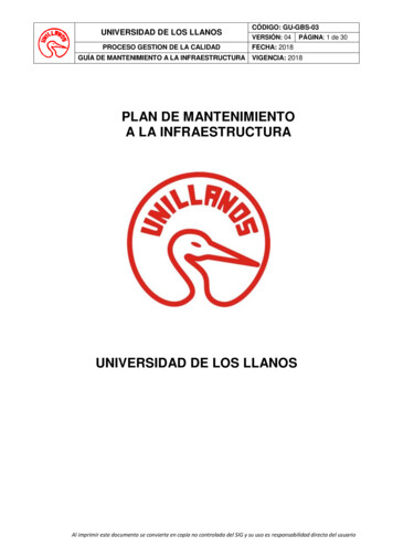 Plan De Mantenimiento Infraestructura - Universidad De Los Llanos
