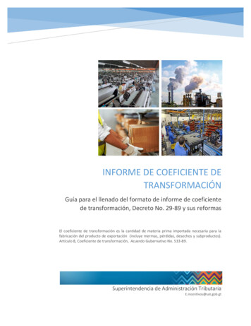 Informe De Coeficiente De Transformación - OBSERVATORIO DE COMPETITIVIDAD