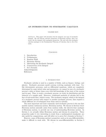 AN INTRODUCTION TO STOCHASTIC CALCULUS - UChicago
