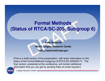 Formal Methods (Status Of RTCA/SC-205, Subgroup 6)