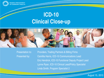 ICD-10 Clinical Close-up - Georgia Department Of Community Health