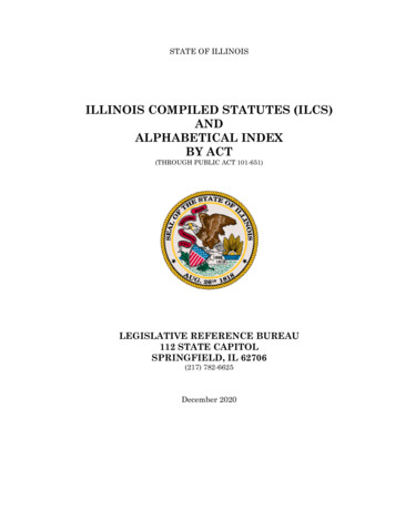 Illinois Compiled Statutes (Ilcs) And Alphabetical Index By Act